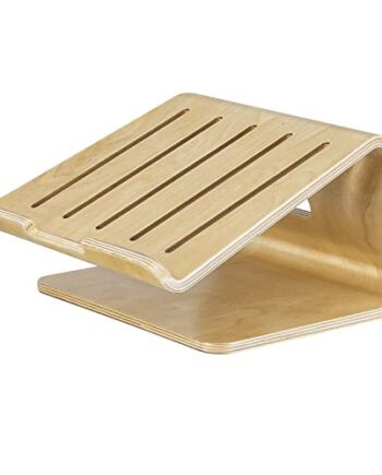 MoKo Wooden Laptop Stand Compatible with MacBook Air/Pro 13/Pro 15/iPad Pro 12.9/Dell XPS/Surface/Chromobook 11-17 inch, Ergonomic Cooling Computer Holder Wood Notebook Desktop Stand, Brich