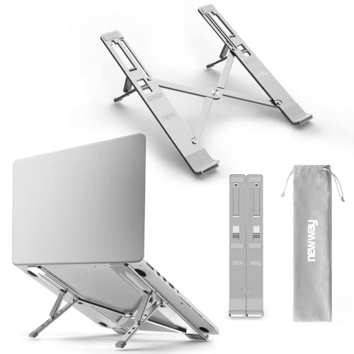 NEWWAY – Stojak na laptopa – aluminium – regulowany – chłodnica – ergonomiczny – lekki – kompatybilny z MacBook, Dell, Lenovo, Asus, HP, innymi laptopami i tabletami do 14 cali – antypoślizgowe nóżki