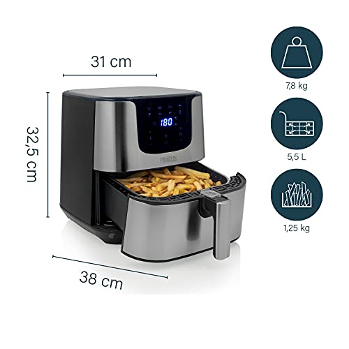 Princess 01.182060.01.001 Frytkownica Beztłuszczowa, 1700W, 5,5 L, Srebrny - obrazek 4