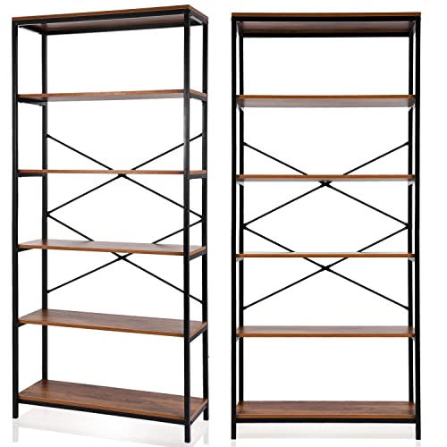 COOCHEER regał przemysłowy z 5 poziomami, metalowy regał i drewniany regał regał do przechowywania, wysoki regał do sypialni, biura, domu, 180 cm - obrazek 4