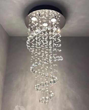 Elegancki spiralny kryształowy żyrandol A1A9, przezroczystość K9, krop