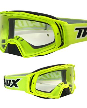 TWO-X Rocket gogle crossowe, neonowe, żółte, przezroczyste okulary MX do motocrossu, enduro, przezroczyste szkło, okulary motocyklowe, okulary ochronne z ochroną nosa, ochrona przed zarysowaniami, szybkie zmiany