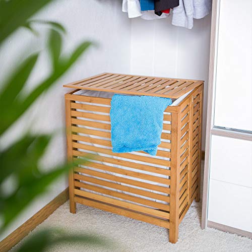Relaxdays Skrzynia na pranie, bambus, naturalna - obrazek 5