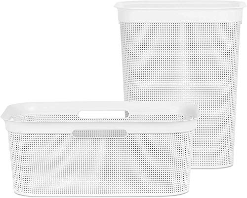 Rotho Brisen Kosz na pranie 50 l, z pokrywką i 2 uchwytami, tworzywo sztuczne (PP), nie zawiera BPA, biały, 50 l (43,1 x 34,0 x 52,9 cm) - obrazek 2
