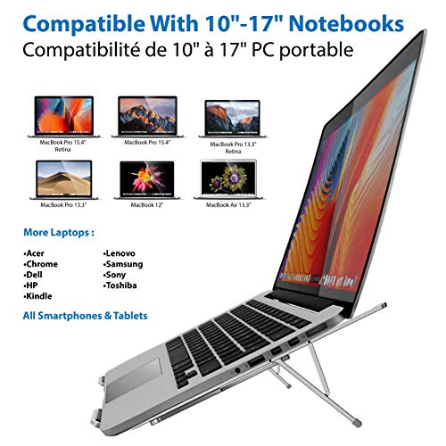 NEWWAY – Stojak na laptopa – aluminium – regulowany – chłodnica – ergonomiczny – lekki – kompatybilny z MacBook, Dell, Lenovo, Asus, HP, innymi laptopami i tabletami do 14 cali – antypoślizgowe nóżki - obrazek 2