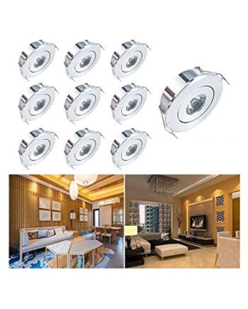 QYHOME zestaw mini reflektorów LED do zabudowy, 10 x 1 W, ciepła biel, reflektor sufitowy LED, wychylny, reflektor sufitowy, aluminium, LED [klasa energetyczna A+++]