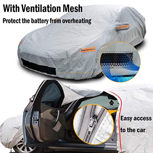 Big Ant pokrowiec samochodowy, 100% wodoszczelna plandeka samochodowa do Tesla Model 3, 6 warstw materiału, ochrona przed kurzem, deszczem, promieniowaniem UV, zadrapaniami - obrazek 5