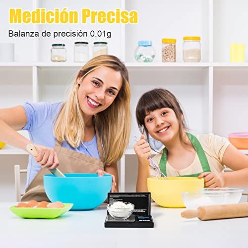 Brencco Cyfrowa waga kieszonkowa 500g / 0.01g waga precyzyjna (7 jednostek) Elektroniczna waga z podświetlanym wyświetlaczem LCD, przenośna mini waga do kuchni/kawy/podróży/leków, Czarna - obrazek 6