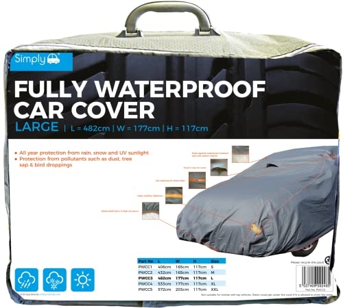 Simply PWCC3 duży w pełni wodoodporny pokrowiec samochodowy BMW serii 3, Ford Mondeo, VW Passat