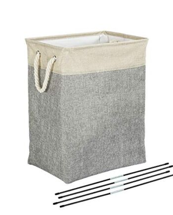 Meerveil Kosz na pranie, kosz na pranie z pokrywką, składany kosz na pranie, z uchwytem, może pomieścić ubrania i zabawki, sypialnia, salon, pralnia, szary