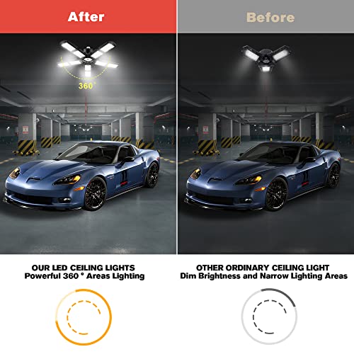 Lampa warsztatowa, lampa sufitowa LED, 160 W, 18000 lm, E27, 6500 K, lampa garażowa LED z 10 regulowanymi panelami i 363 diodami LED, do warsztatu, wiaty garażowej, piwnicy - obrazek 6