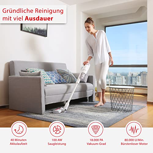 Roidmi S1E odkurzacz akumulatorowy, bezprzewodowy, wydajny silnik 18 000 Pa, lekki odkurzacz z filtrem HEPA, czas pracy do 40 min, ergonomiczny, magnetyczny uchwyt ścienny, biały - obrazek 5