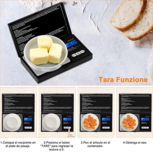 Vinabo waga precyzyjna 700 g / 0,01g, waga kuchenna, przenośna waga biżuterii, waga kieszonkowa Pro, z wyświetlaczem LCD i 7 jednostkami, funkcja tary, do kuchni, kawy - obrazek 2