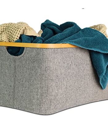 Gadgy Ma?y kosz na bielizn?, kosz do prasowania, kosz lniany, sk?adany kosz na pranie 45 l, kosz na bielizn?, kosz na pranie, szary, sk?adany kosz na pranie