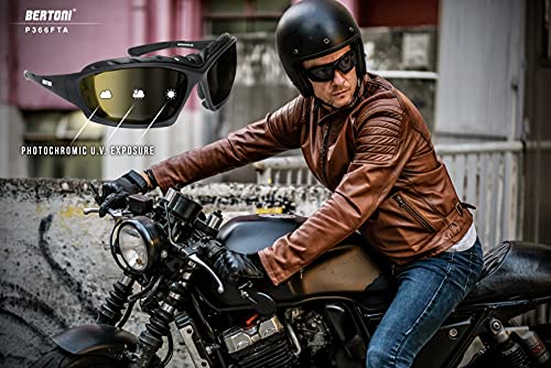 BERTONI Okulary motocyklowe fotochromowe ze zdejmowanym klipsem do soc - obrazek 2
