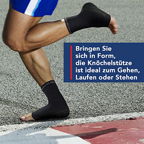 Dr. Arthritis - bandaż na stopy z włóknami miedzianymi (para) wraz z podręcznikiem lekarza - bandaż na kostkę/podkolanówki idealne do urazów i skręceń - skarpety uciskowe damskie i męskie - czarne (M) - obrazek 4