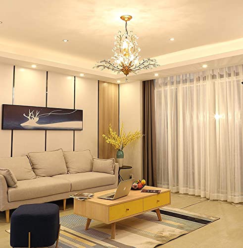 Ganeed Vintage K9 przezroczysty kryształowy żyrandol, oświetlenie sufitowe, zawieszka, oświetlenie zamontowane na ścianie, lampa z 8 lampkami, do salonu, jadalni, restauracji, na werandę (złoty) - obrazek 9