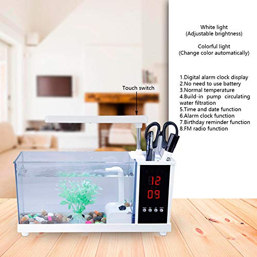 Shanbor Z funkcją zegara, wielofunkcyjne akwarium, oświetlenie LED do akwarium USB, wielofunkcyjne akwarium, wędkowanie do domowego akwarium skorupiaków (białe) - obrazek 2
