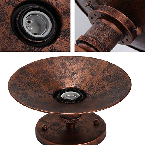 Parasol lampa sufitowa półpodtynkowa oprawa oświetleniowa retro przemysł pojedyncza głowica mała czarna spódnica lampa sufitowa Edison vintage barn light (Rust) - obrazek 5