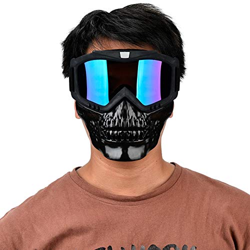 Alomejor Kask motocyklowy, gogle motocyklowe, maska na twarz z okularami, ochrona przed promieniowaniem UV, okulary do jazdy konnej, do sportów na świeżym - obrazek 9