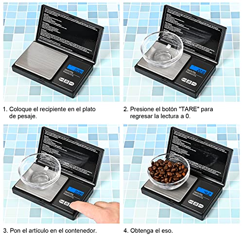 Brencco Cyfrowa waga kieszonkowa 500g / 0.01g waga precyzyjna (7 jednostek) Elektroniczna waga z podświetlanym wyświetlaczem LCD, przenośna mini waga do kuchni/kawy/podróży/leków, Czarna - obrazek 5