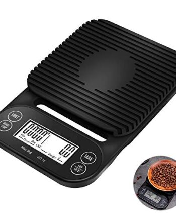 CestMall Cyfrowa waga do kawy, elektroniczna waga kuchenna z wyświetlaczem z timerem, wielofunkcyjna, do przygotowywania jedzenia, waga 3000 g, dokładność 0,1 g / 0,1 ml