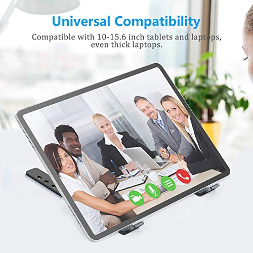 DOB SECHS Przenośny stojak na laptopa, składany wentylowany uchwyt na laptopa na biurko, uniwersalny lekki oszczędzający miejsce regulowany ergonomiczny uchwyt na tacę do MacBooka/HP/notebooka/Samsung/HUAWEI (czarny) - obrazek 6