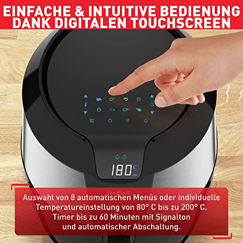 Tefal EY701D Easy Fry XXL Frytkownica Na Gorące Powietrze, 1850 W, 1,6 L, Czarny/Srebrny - obrazek 8