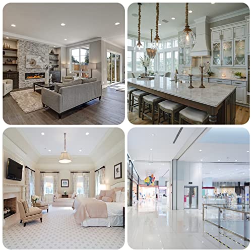 HCFEI Zestaw 6 okrągłych reflektorów LED do zabudowy, białe, 5 W, ciepła biel, możliwość ściemniania, 230 V, płaskie (głębokość 40 mm), Ø 68 mm, otwór do zabudowy, reflektor sufitowy do zabudowy, reflektor sufitowy - obrazek 3