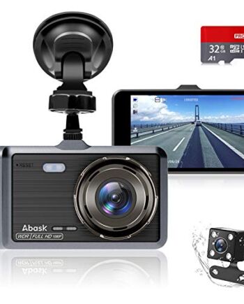 Abask kamera na deskę rozdzielczą, kamera samochodowa z Full HD 1080P, noktowizor, WDR, szeroki kąt 210 °, tryb parkowania, wykrywanie ruchu, wykrywanie wypadków, nagrywanie w pętli, Asystent cofania