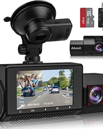 Abask kamera na deskę rozdzielczą, kamera samochodowa z GPS 4K, noktowizor na podczerwień, WDR, szeroki kąt 210 °, tryb parkowania, wykrywanie ruchu, wykrywanie wypadków, nagrywanie w pętli