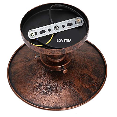 Parasol lampa sufitowa półpodtynkowa oprawa oświetleniowa retro przemysł pojedyncza głowica mała czarna spódnica lampa sufitowa Edison vintage barn light (Rust) - obrazek 4