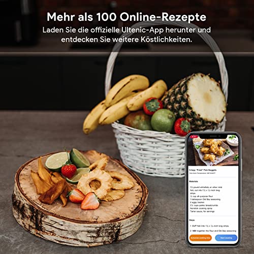 Ultenic K20 Bezolejowa frytkownica z podwójną szufladą, Air Fryer z 6 programami, frytkownica powietrzna 7,6 l z podwójnym koszem, francuskie menu online, podgrzewanie, ekran dotykowy LED, 2850 W - obrazek 5