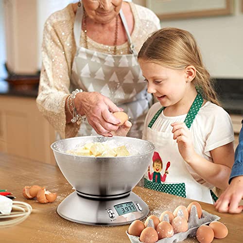 Uten Waga kuchenna, profesjonalna, elektroniczna, waga kuchenna, 5 kg x 1 g, ze stali nierdzewnej 304, funkcja tarowania z wyświetlaczem LCD, miska i timerem - obrazek 4