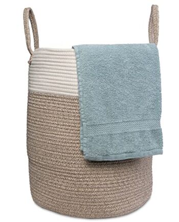 Gadgy Laundry Basket kosz do przechowywania zabawek, do pokoju dzieci?cego, kosz na koce, kosz bawe?niany, be?owy