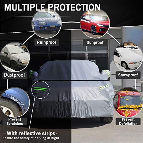 TOPOWN Pokrowiec na samochód pełny garaż 485 x 180 x 150 cm tkanina Oxford 420D plandeka samochodowa odporna na zabrudzenia garaż samochodowy pyłoszczelna plandeka na samochód cały garaż wodoodporny pełny garaż plandeka na zimę i lato - obrazek 7