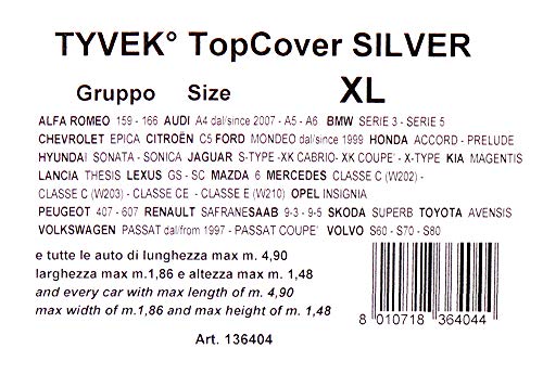 Cora Topcover Tyvek Silver 00136404 oddychająca plandeka na samochód, model XL - obrazek 3