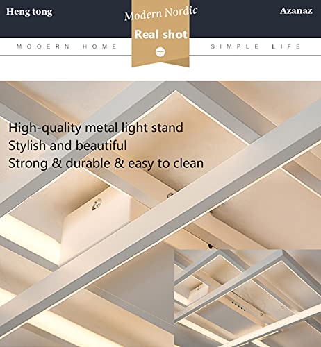 Lampa sufitowa LED, przyciemniana, z pilotem zdalnego sterowania, 3000–6000 K, nieregularny, prostokątny kształt, akrylowa, do salonu, kuchni, energooszczędna, dekoracyjna, biała, 140 x 80 cm / 115 W - obrazek 3