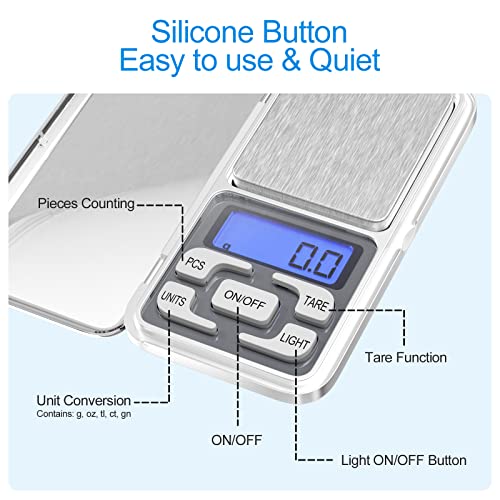 Newaner Profesjonalna waga kuchenna 0,01 g - 500 g, mini waga cyfrowa, wielofunkcyjna, z wyświetlaczem LED i funkcją tary, mała waga kieszonkowa do artykułów spożywczych, biżuterii, medycyny, laboratorium, kawy - obrazek 6