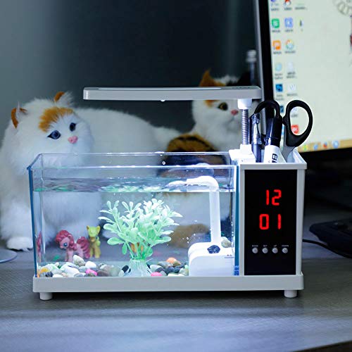 Shanbor Z funkcją zegara, wielofunkcyjne akwarium, oświetlenie LED do akwarium USB, wielofunkcyjne akwarium, wędkowanie do domowego akwarium skorupiaków (białe) - obrazek 8