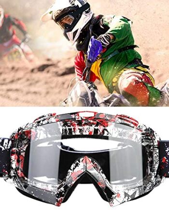 Reminnbor Motocross Gogle TPU Żywica Wiatroszczelna ochrona UV Gogle do motocykla, narciarstwa, roweru terenowego Gogle rowerowe Wiatroszczelna Pyłoszczelna (P932 Clear-Lens) Gogle dla dorosłych + gog