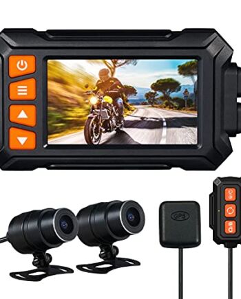 YDI Kamera motocyklowa, wszystkie wodoodporne kamera samochodowa 3'' LCD Dual 2K 30 kl./s szeroki kąt 150° z przewodowym pilotem, WiFi, GPS, EIS i wyścigu, maks. do 256 GB