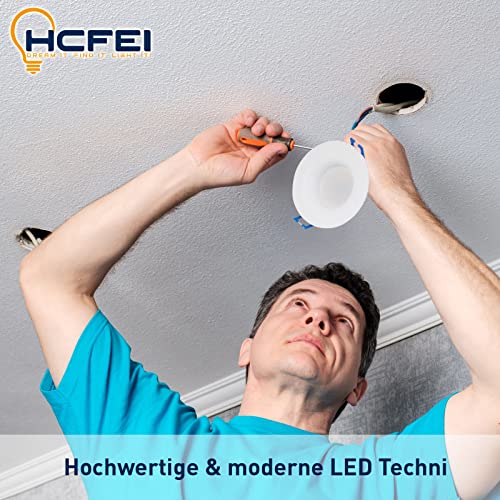 HCFEI Zestaw 6 okrągłych reflektorów LED do zabudowy, białe, 5 W, ciepła biel, możliwość ściemniania, 230 V, płaskie (głębokość 40 mm), Ø 68 mm, otwór do zabudowy, reflektor sufitowy do zabudowy, reflektor sufitowy - obrazek 5
