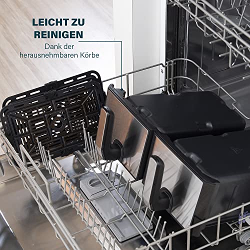 Princess Airfryer z podwójnym koszem, 8 l, 2 kg frytek, 8 programów, 2x4 L, czarny - obrazek 2