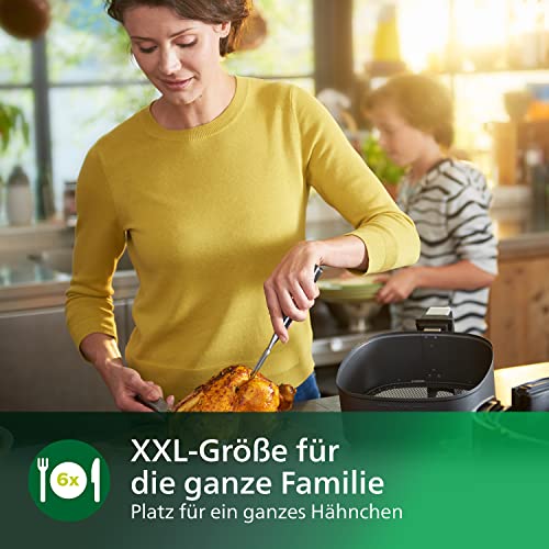 Philips Premium Airfryer XXL - Misa 7,3 l, Frytownica bez oleju, Technologia Rapid Air, Technologia usuwania tłuszczu, Podziałka w zestawie, Aplikacja NutriU z przepisami (HD9762/90) - obrazek 3