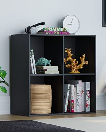 Vida Designs Durham Cube regał do przechowywania, organizer do salonu, półka na książki, meble do domu, biura, 4 kostki, czarny)