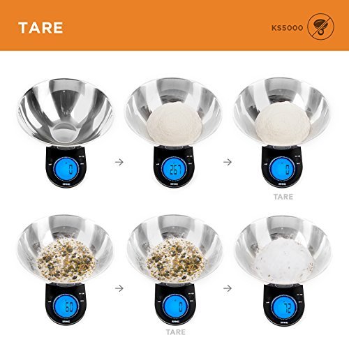 Duronic KS6000 BK Cyfrowa waga kuchenna do 5 kg czarna z plastikową misą o pojemności 2 l | duży cyfrowy wyświetlacz | baterie w zestawie | zmiana jednostek dla zagranicznych przepisów - obrazek 4