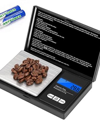 Brencco Cyfrowa waga kieszonkowa 500g / 0.01g waga precyzyjna (7 jednostek) Elektroniczna waga z podświetlanym wyświetlaczem LCD, przenośna mini waga do kuchni/kawy/podróży/leków, Czarna
