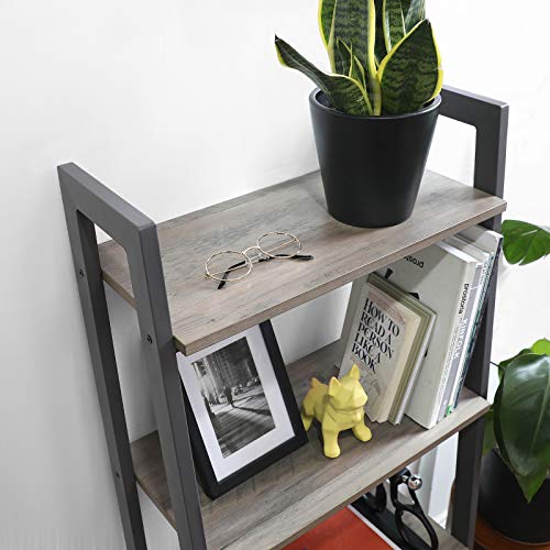 VASAGLE Regał stojący, regał na książki, regał drabinkowy z 4 poziomami, metalowy, stabilny, łatwy montaż, do salonu, sypialni, kuchni, przemysłowego wzornictwa, kolor szary, LLS44MG - obrazek 4