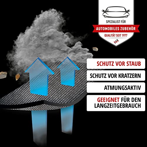 Walser CarComfort plandeka samochodowa do użytku wewnątrz i na zewnątrz, przepuszczająca powietrze, chroniąca lakier pokrowiec samochodowy do wnętrz w kolorze szarym/czarnym - obrazek 7